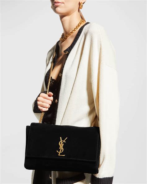 Saint Laurent Kate Small Reversible YSL Crossbody Bag in Suede.